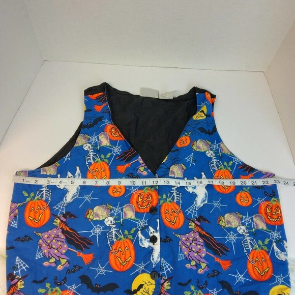 VTG BASIC EDITIONS SZ X(1x) HALLOWEEN VEST GHOST JACK-O-LANTERN - Picture 6 of 7